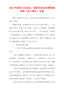 2025年度民主生活会、组织生活会对照检查材料“四个带头”方面