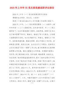 2025年上半年XX党支部党建述职评议报告
