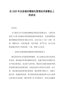 在2025年全县城市精细化管理动员部署会上的讲话