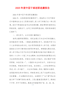 2025年度中层干部述职述廉报告