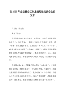 在2025年全县社会工作系统经验交流会上的发言