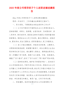 2025年度公司领导班子个人述职述德述廉报告