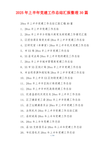 2025年上半年党建工作总结汇报整理30篇