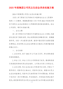 2025年度集团公司民主生活会具体实施方案