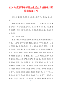 2025年度领导干部民主生活会乡镇班子对照检查发言材料
