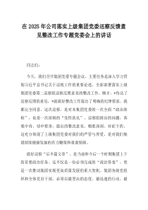在2025年公司落实上级集团党委巡察反馈意见整改工作专题党委会上的讲话