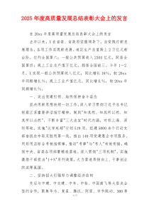 2025年度高质量发展总结表彰大会上的发言