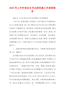 2025年上半年党总支书记抓党建工作述职报告