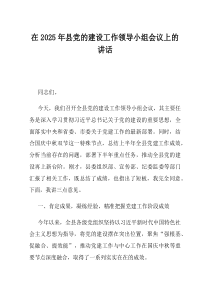 在2025年县党的建设工作领导小组会议上的讲话