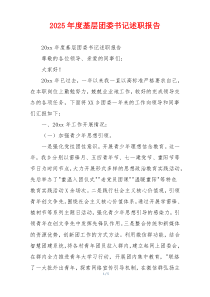 2025年度基层团委书记述职报告