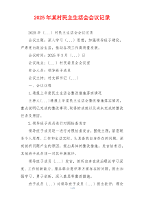 2025年某村民主生活会会议记录