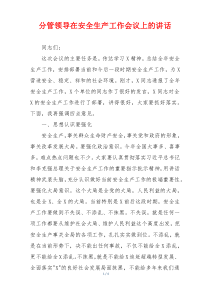 分管领导在安全生产工作会议上的讲话