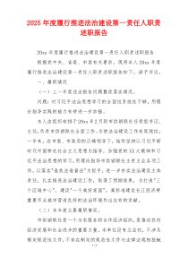 2025年度履行推进法治建设第一责任人职责述职报告