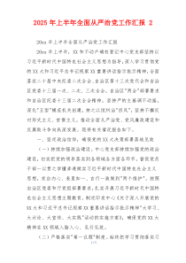 2025年上半年全面从严治党工作汇报 2