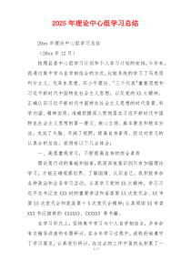 2025年理论中心组学习总结