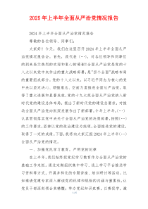 2025年上半年全面从严治党情况报告