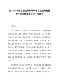 在2025年镇县委组织部调研督导反馈问题整改工作安排部署会议上的讲话