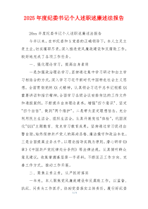 2025年度纪委书记个人述职述廉述法报告