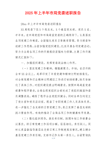 2025年上半年市局党委述职报告