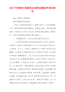 2025年度统计局副局长述职述廉述学述法报告