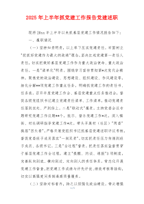 2025年上半年抓党建工作报告党建述职