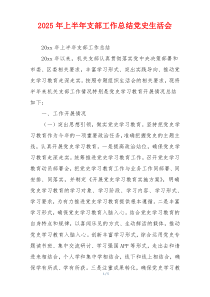 2025年上半年支部工作总结党史生活会