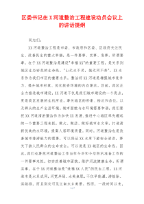 区委书记在X河道整治工程建设动员会议上的讲话提纲