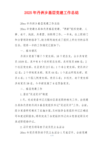 2025年丹洲乡基层党建工作总结