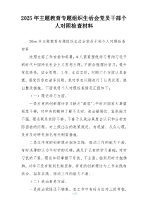 2025年主题教育专题组织生活会党员干部个人对照检查材料