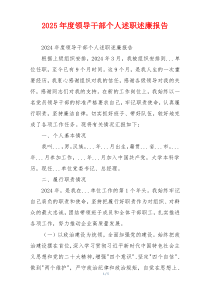 2025年度领导干部个人述职述廉报告