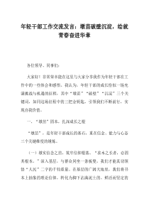 年轻干部工作交流发言墩苗破壁沉淀绘就青春奋进华章