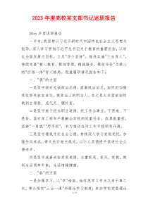 2025年度高校某支部书记述职报告