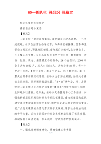 60—抓队伍 强组织 保稳定