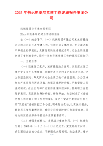 2025年书记抓基层党建工作述职报告集团公司
