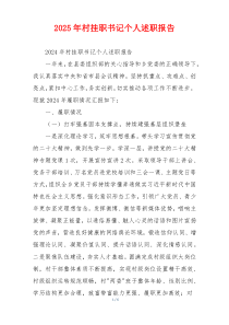 2025年村挂职书记个人述职报告