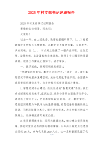 2025年村支部书记述职报告