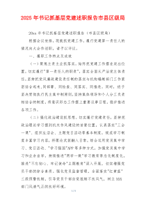2025年书记抓基层党建述职报告市县区级局