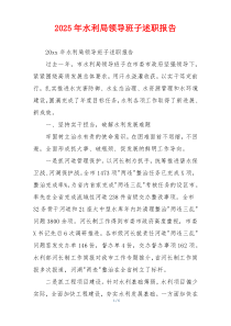 2025年水利局领导班子述职报告