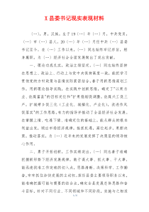 X县委书记现实表现材料