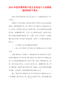 2025年党员领导班子民主生活会个人对照检视材料四个带头