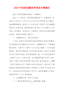 2025年述职述廉述学报告乡镇镇长