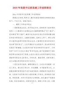 2025年党委书记抓党建工作述职报告