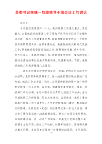 县委书记在统一战线领导小组会议上的讲话