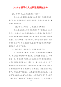 2025年领导个人述职述廉报告宣传
