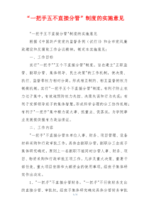 “一把手五不直接分管”制度的实施意见