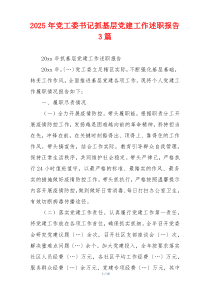 2025年党工委书记抓基层党建工作述职报告3篇