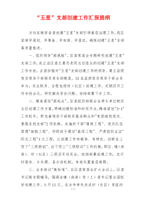 “五星”支部创建工作汇报提纲