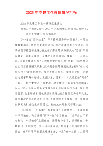 2025年党建工作总体情况汇报