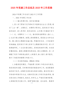 2025年党建工作总结及2025年工作思路
