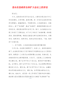 县长在县政府全体扩大会议上的讲话